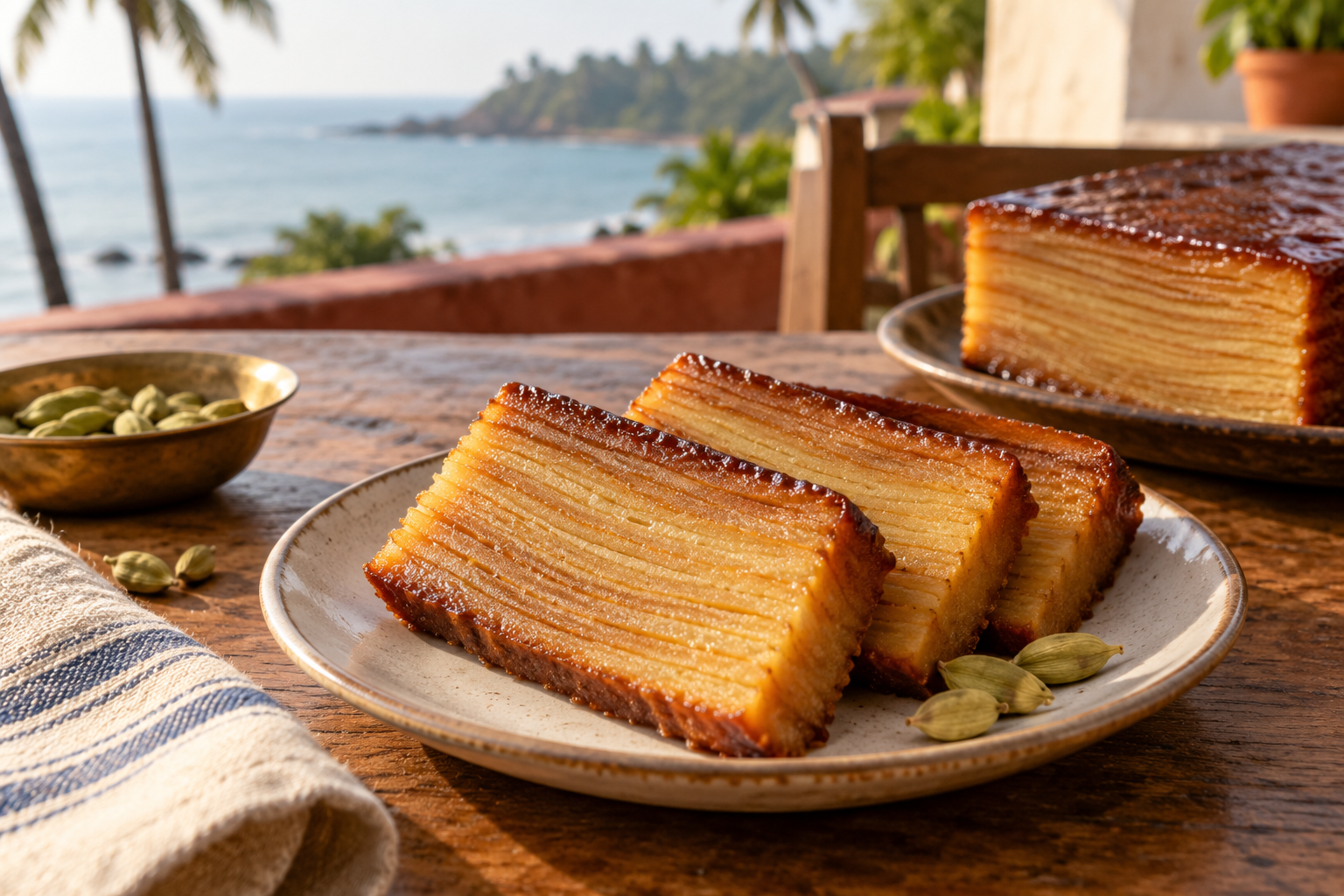 Slices of Goan bebinca dessert